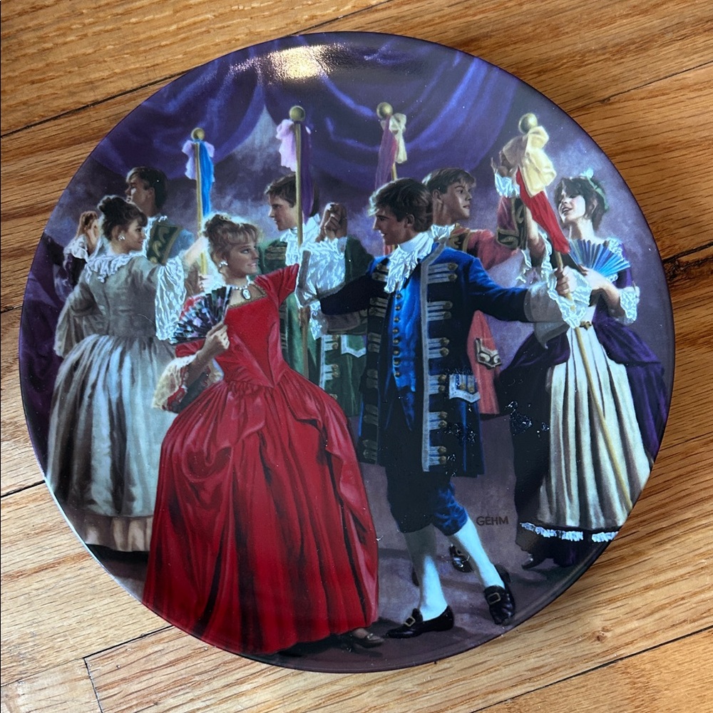 Victorian Ballroom Decorative Plate with Red Gown